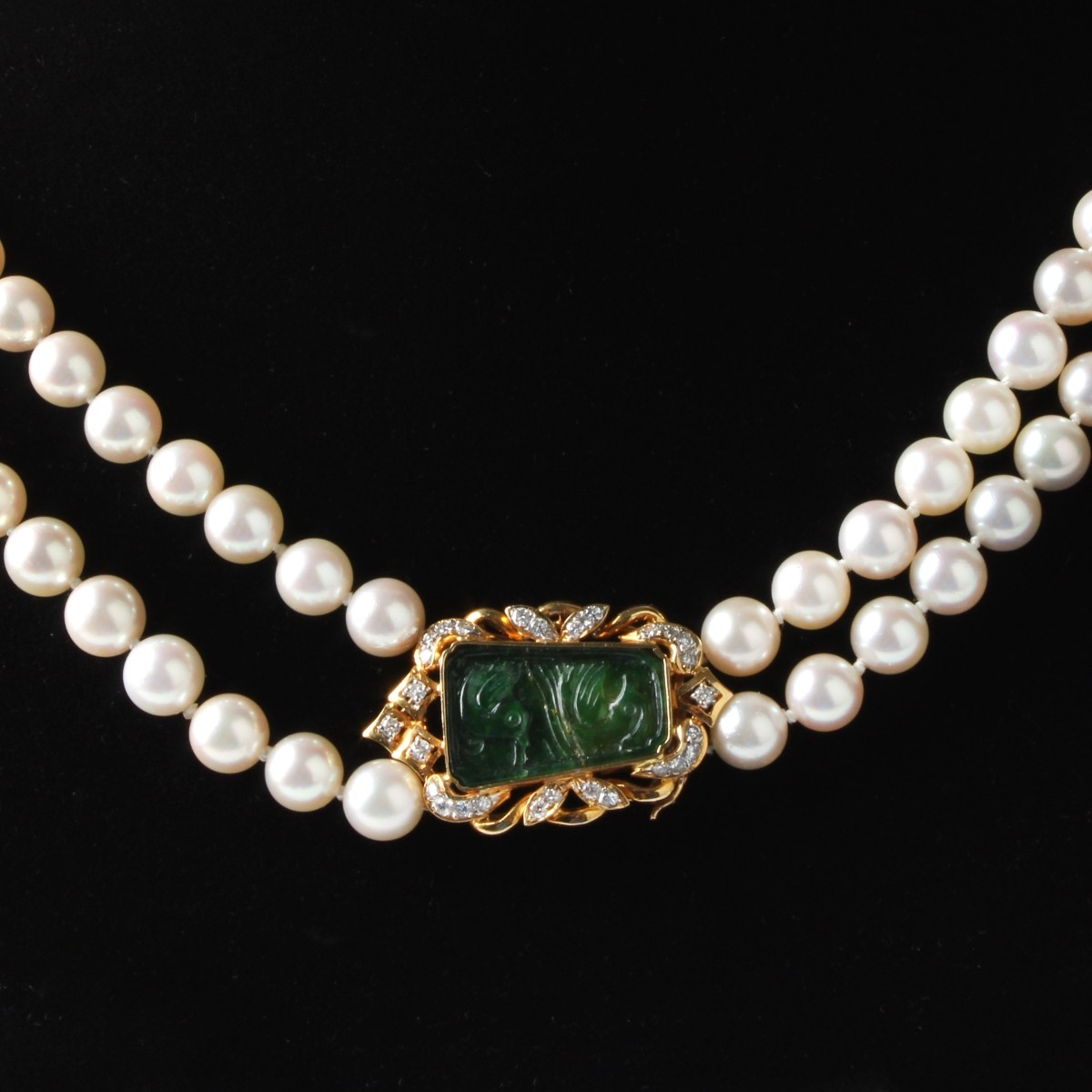 Pearl, Jade and Diamond Necklace