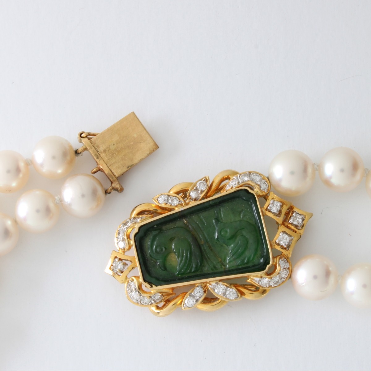 Pearl, Jade and Diamond Necklace
