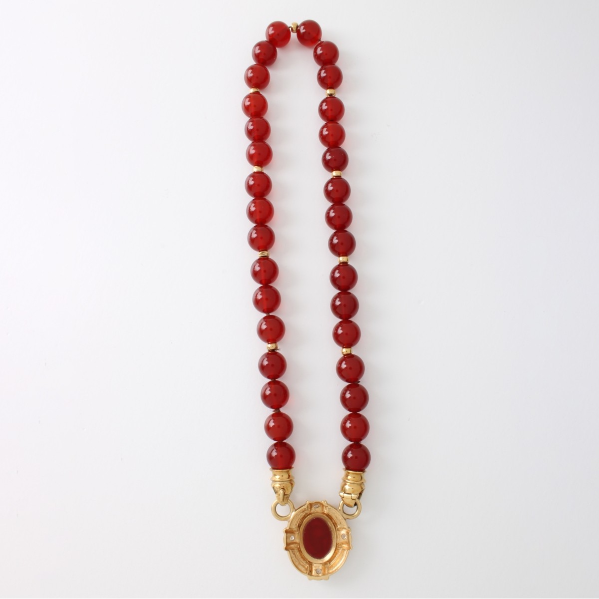 Carnelian, Diamond and 14K Necklace