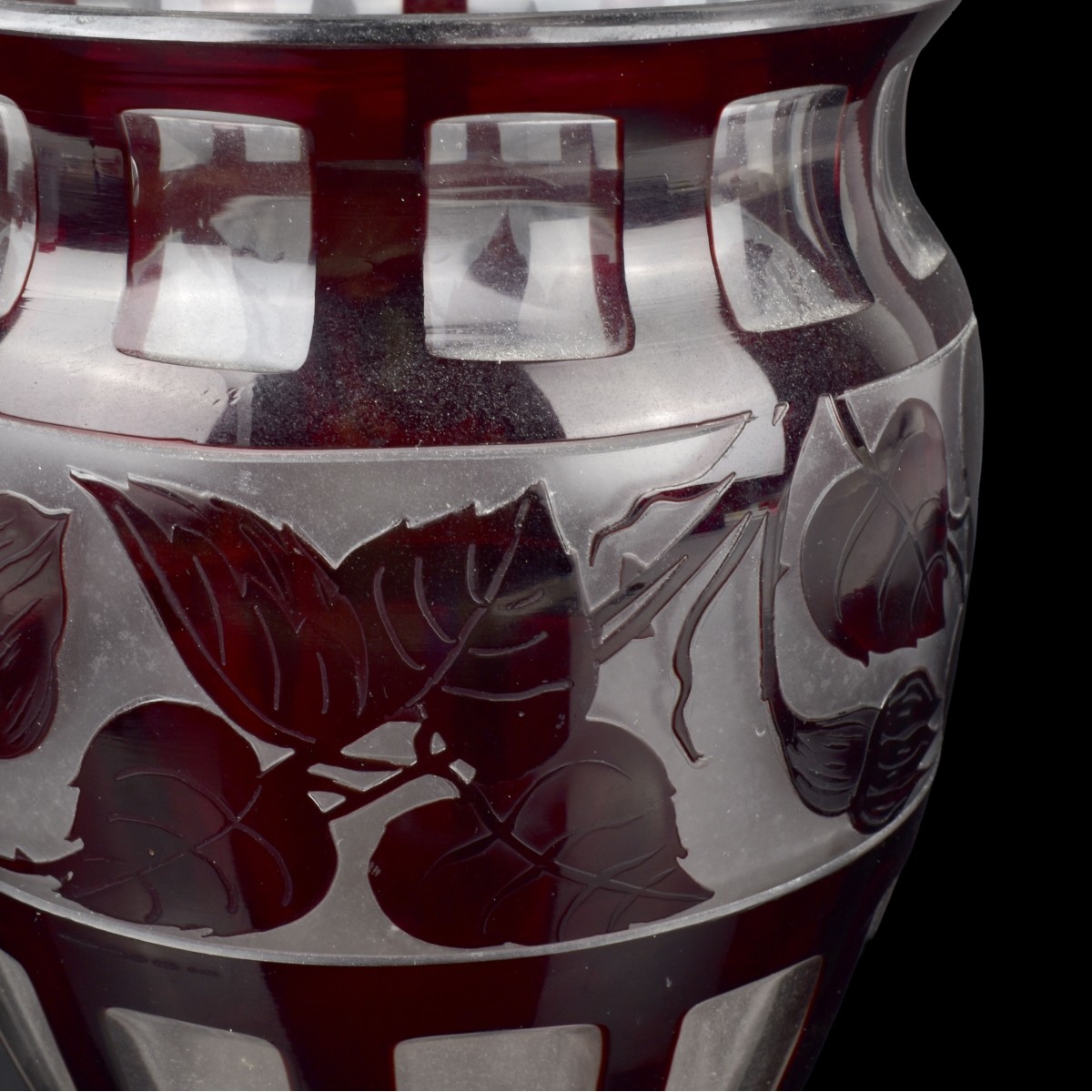 Czechoslovak Ruby Red Cameo Vase