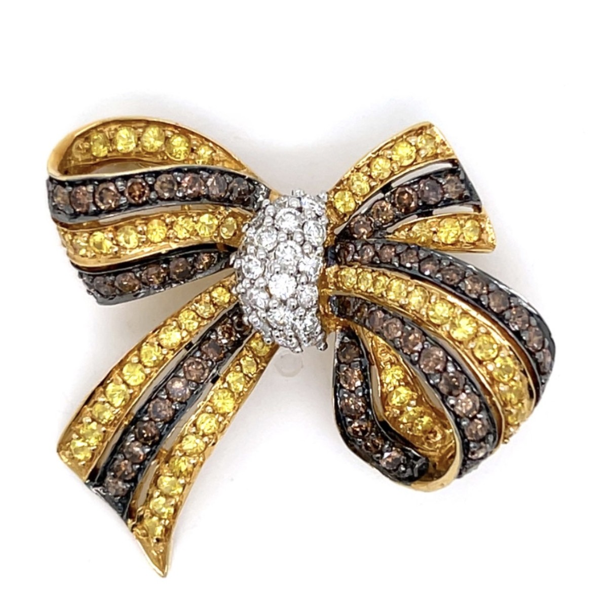Diamond, Sapphire and 18K Brooch