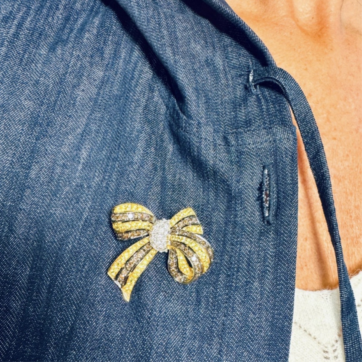 Diamond, Sapphire and 18K Brooch