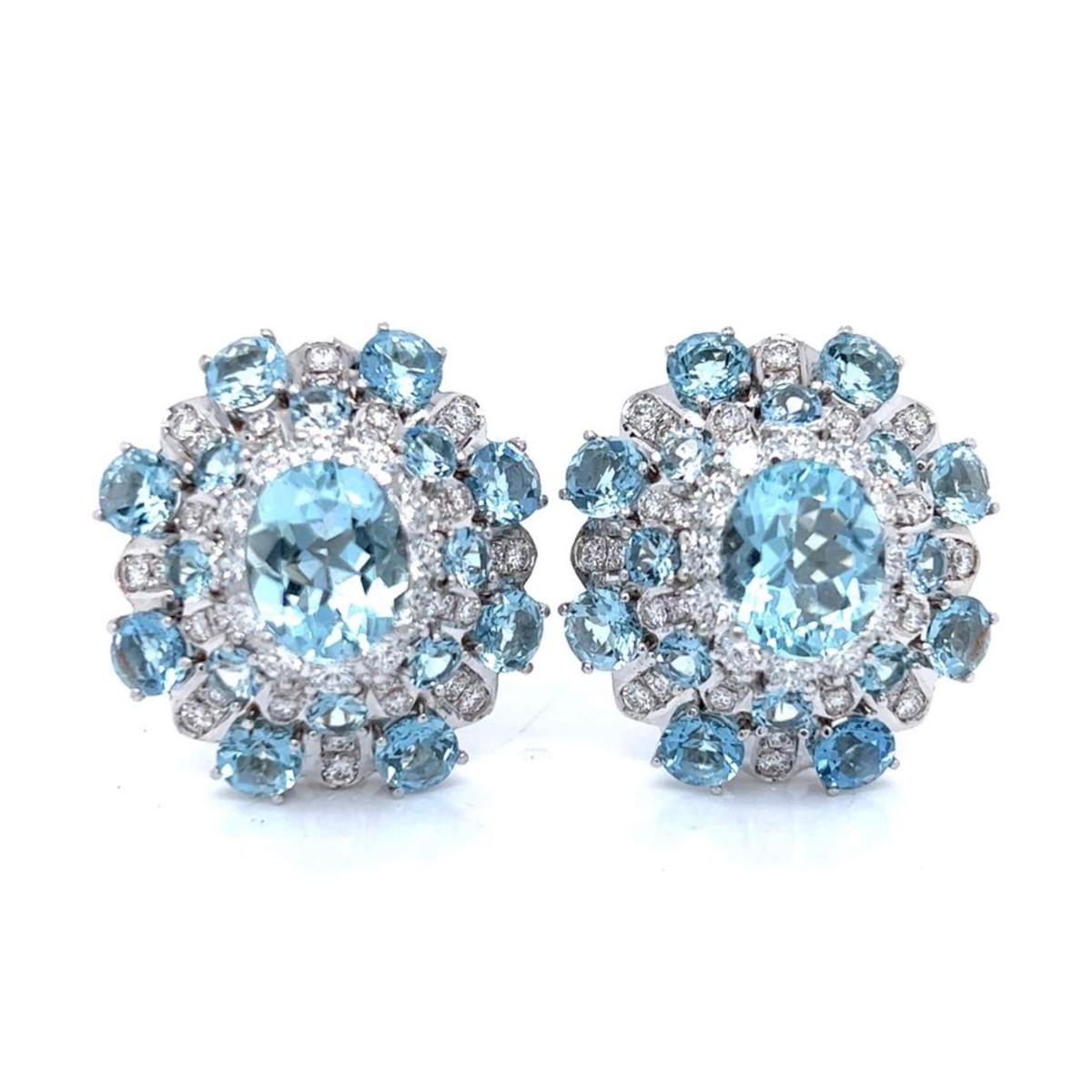 Aquamarine, Diamond and 18K Earrings