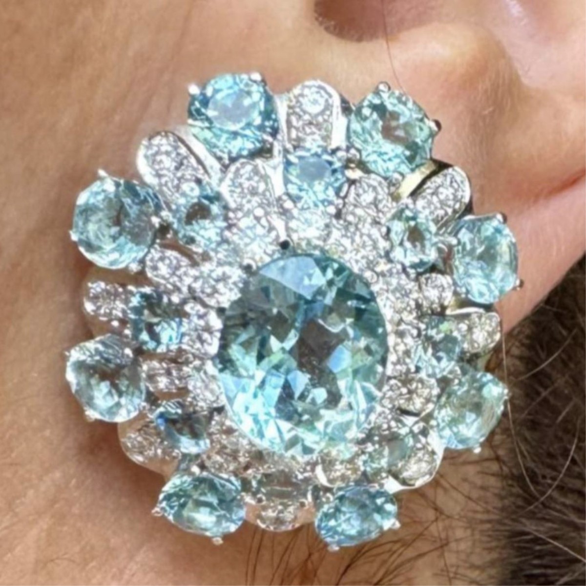Aquamarine, Diamond and 18K Earrings