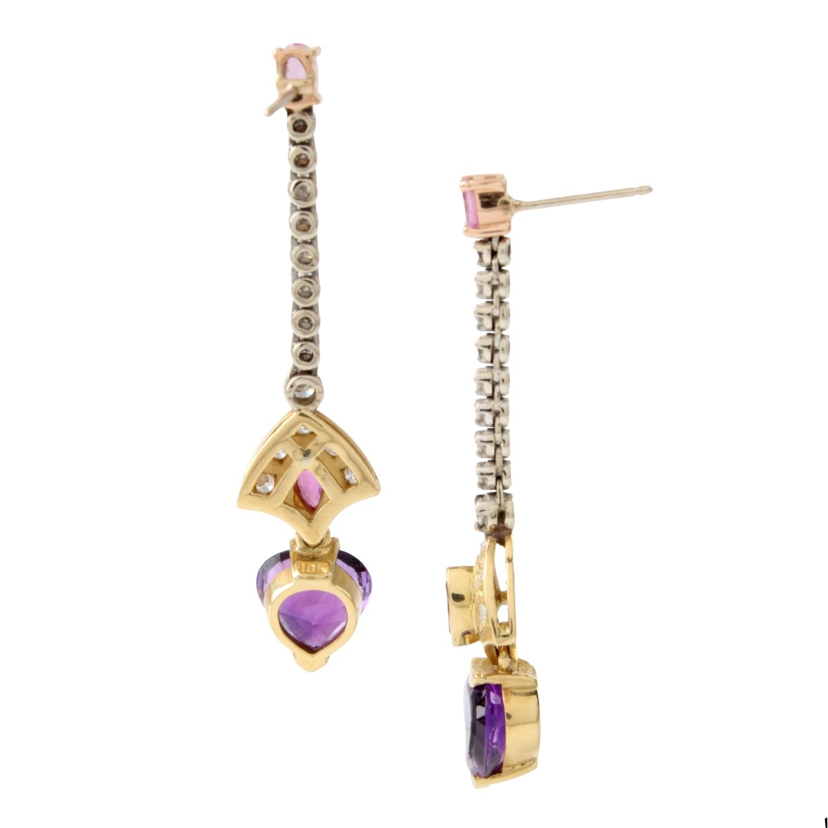 Gemstone, Diamond and 18K Earrings