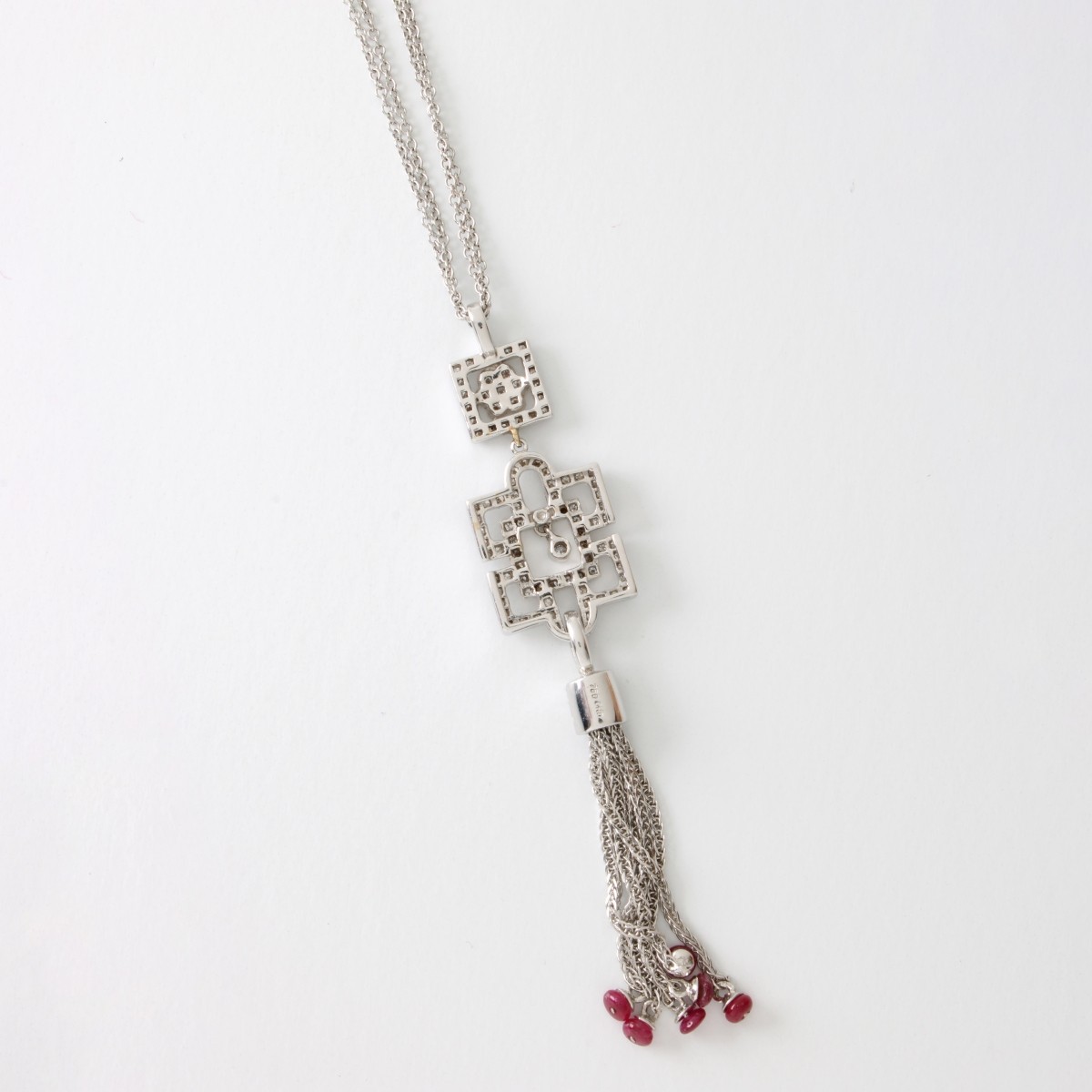 Deco style Diamond, Ruby and 18K Necklace