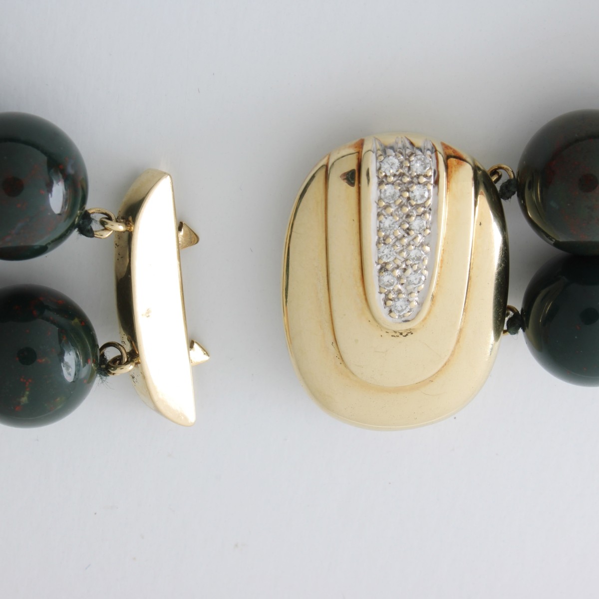 Bloodstone, Diamond and 14K Necklace