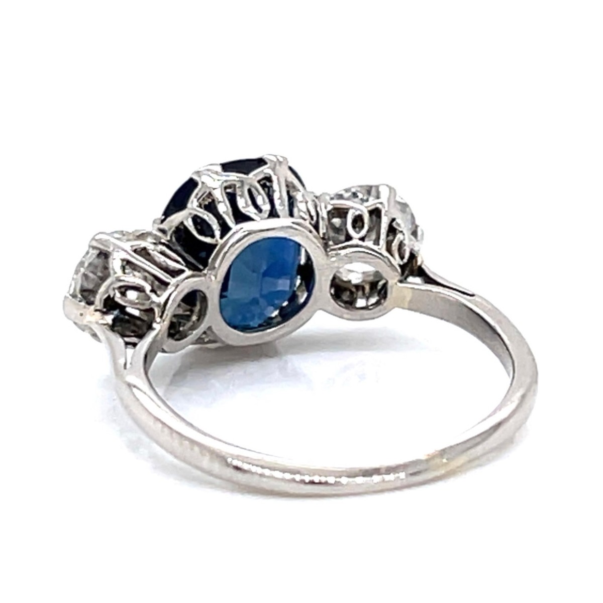 GIA Deco Sapphire, Diamond, Platinum Ring