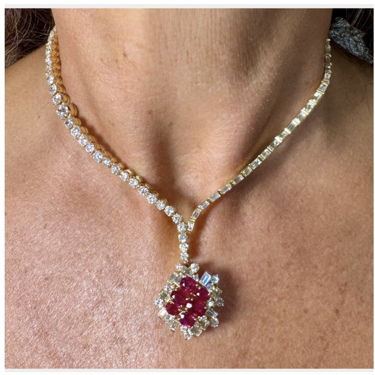Diamond, Ruby and 18K Necklace