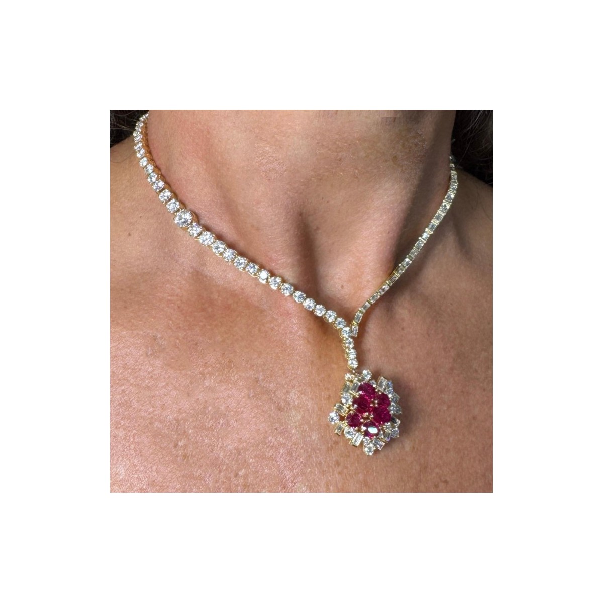 Diamond, Ruby and 18K Necklace