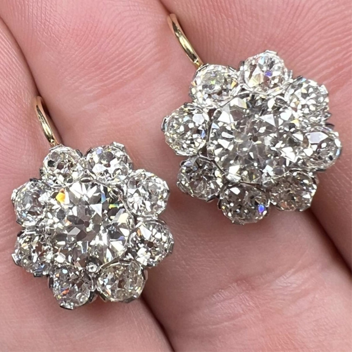 Diamond, Platinum and 18K Earrings