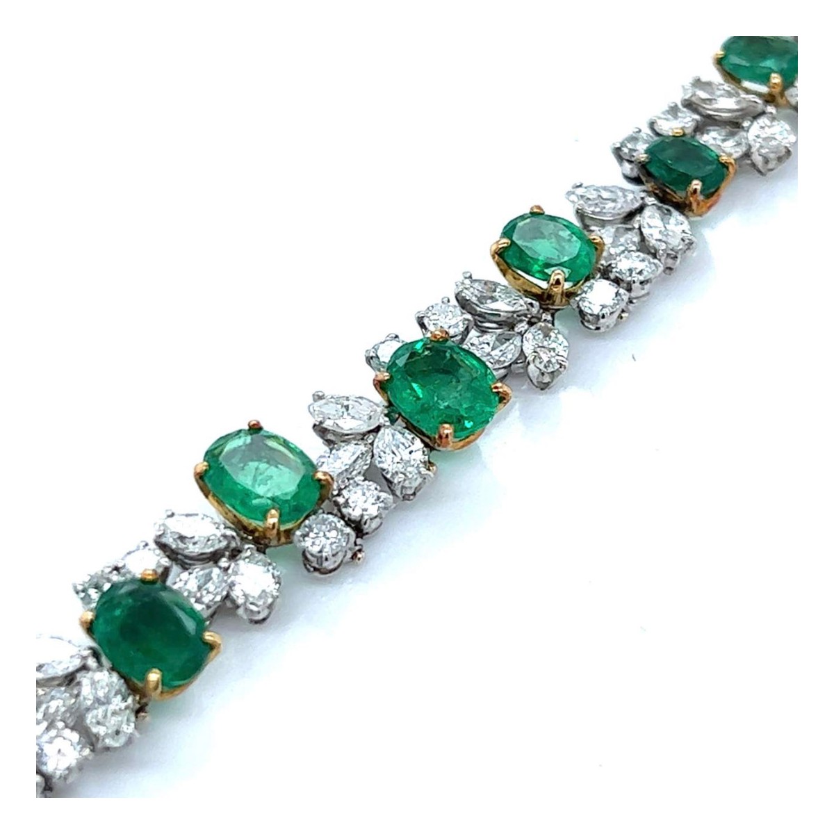 Emerald, Diamond, Platinum & 18K Bracelet