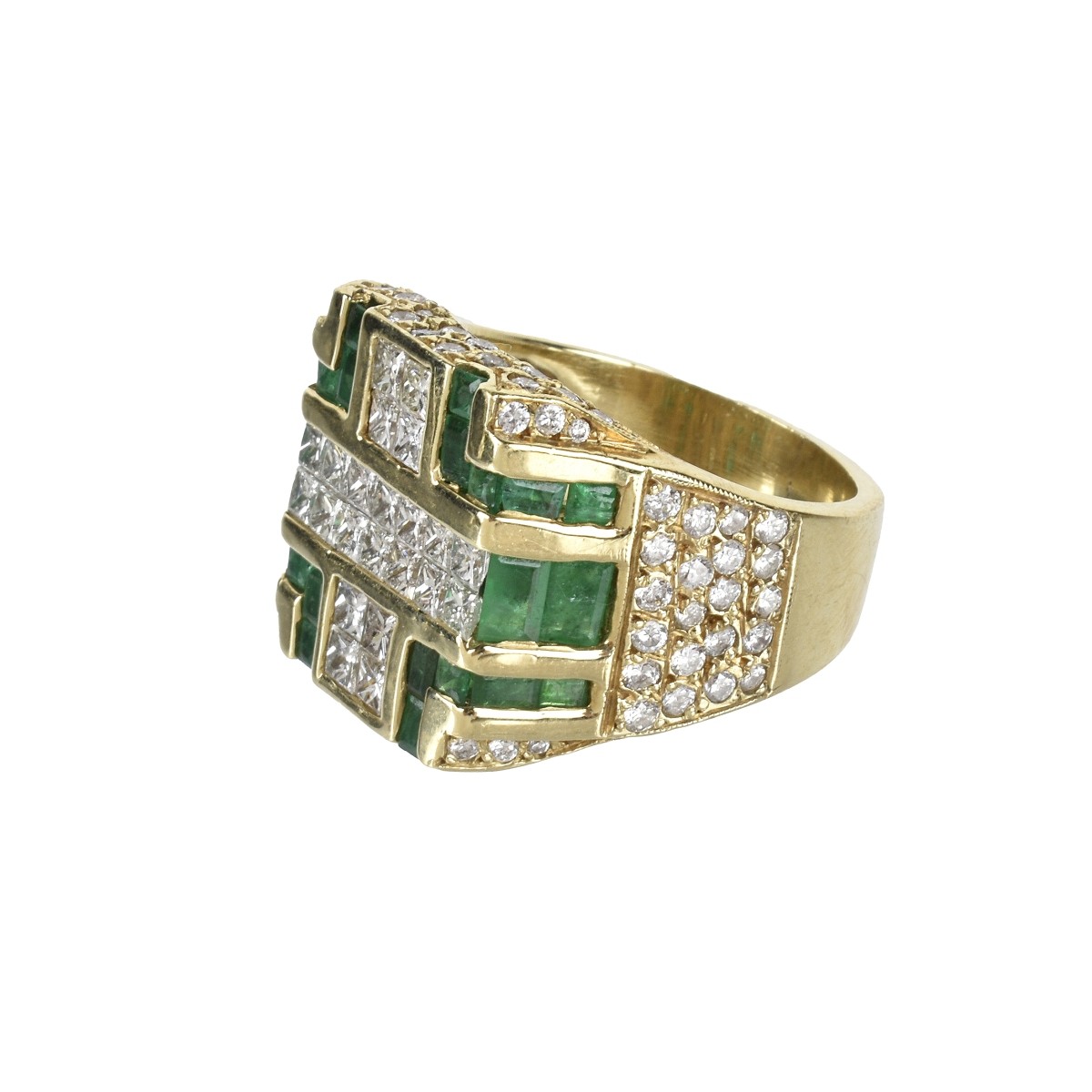 Diamond, Emerald and 18K Ring