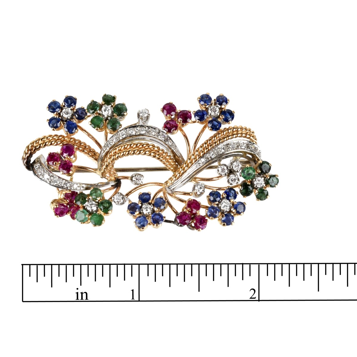 Gemstone and 18K Brooch