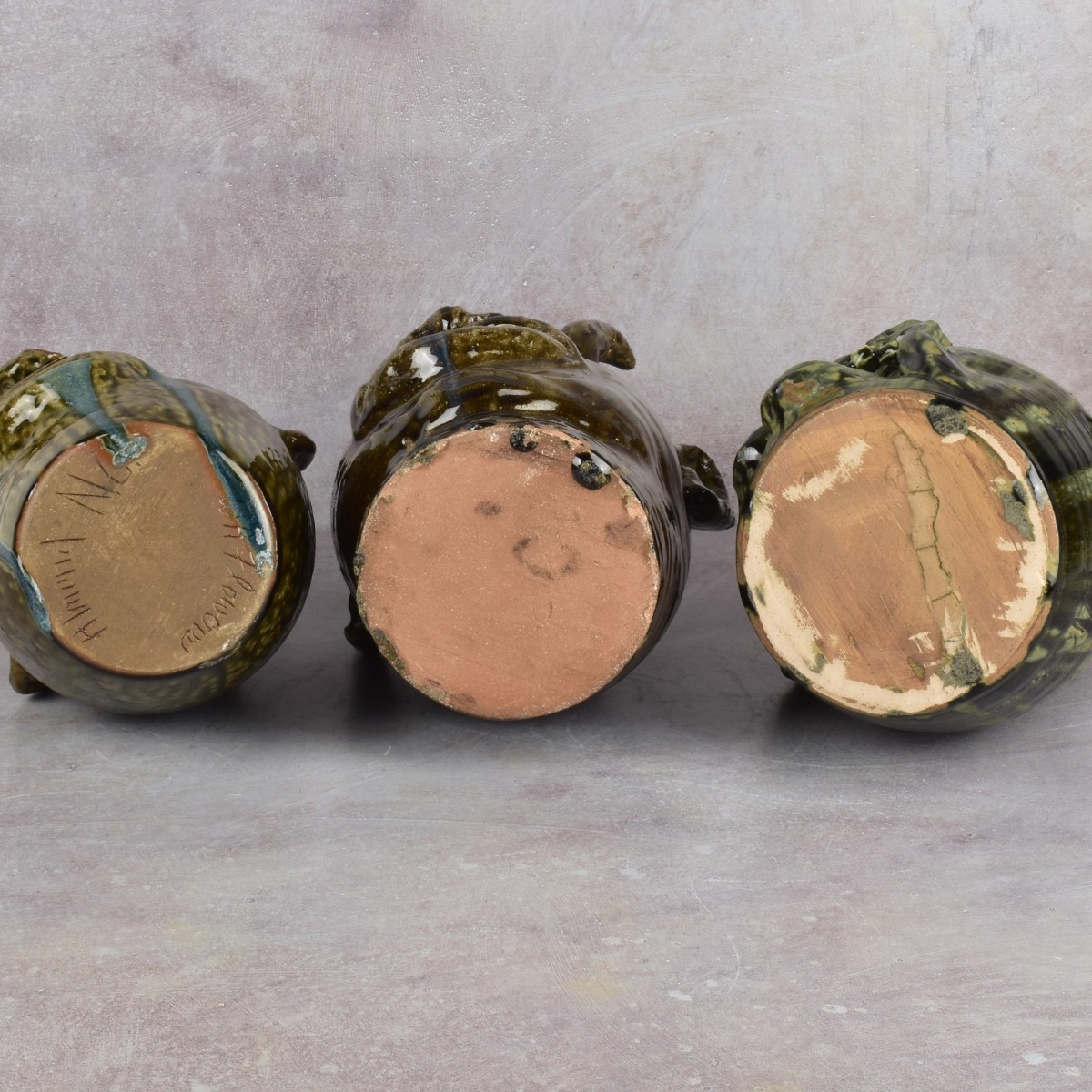 W.A. Flowers Folk Art Pottery Jugs