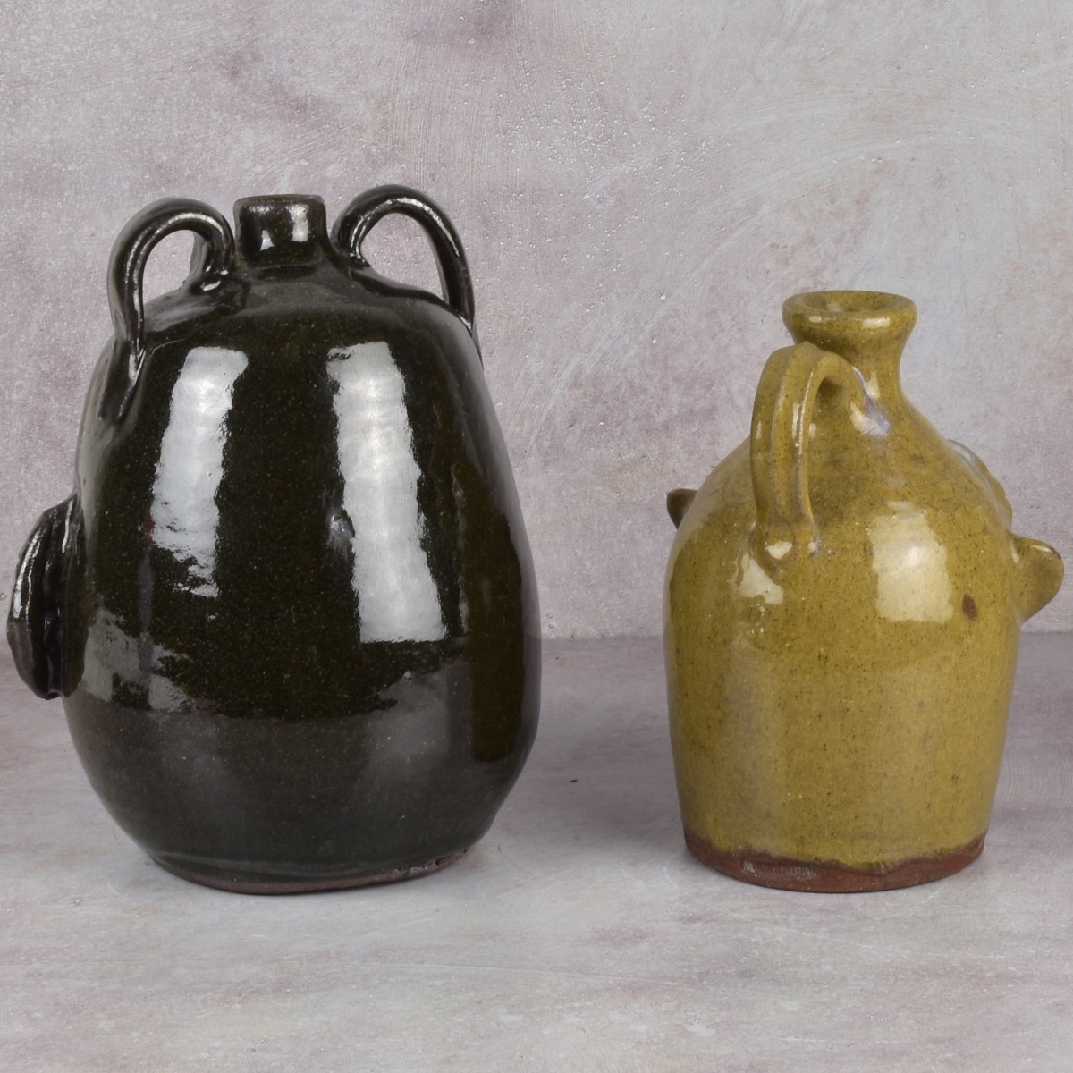 American Folk Art Pottery Face Jugs