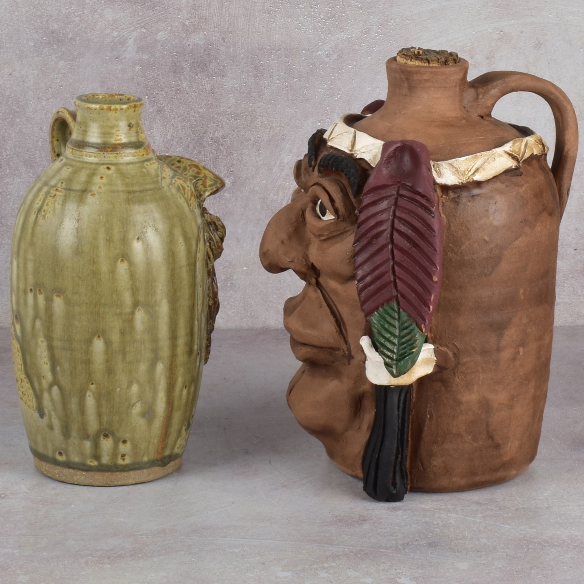 American Pottery Folk Art Face Jugs