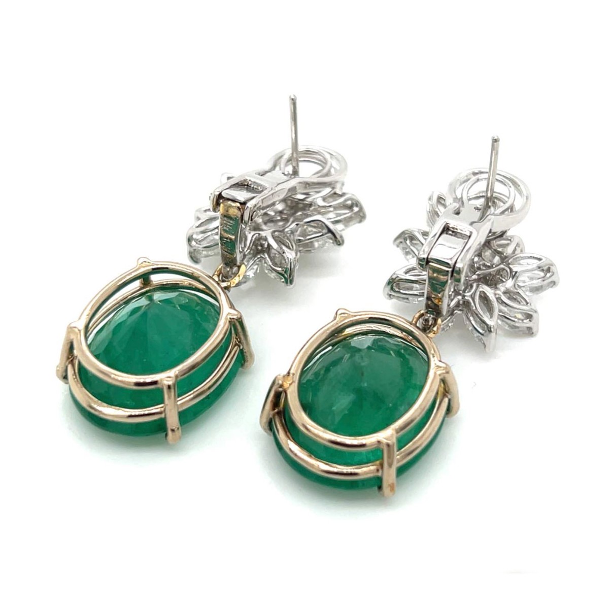 Emerald, Diamond and 18K Earrings