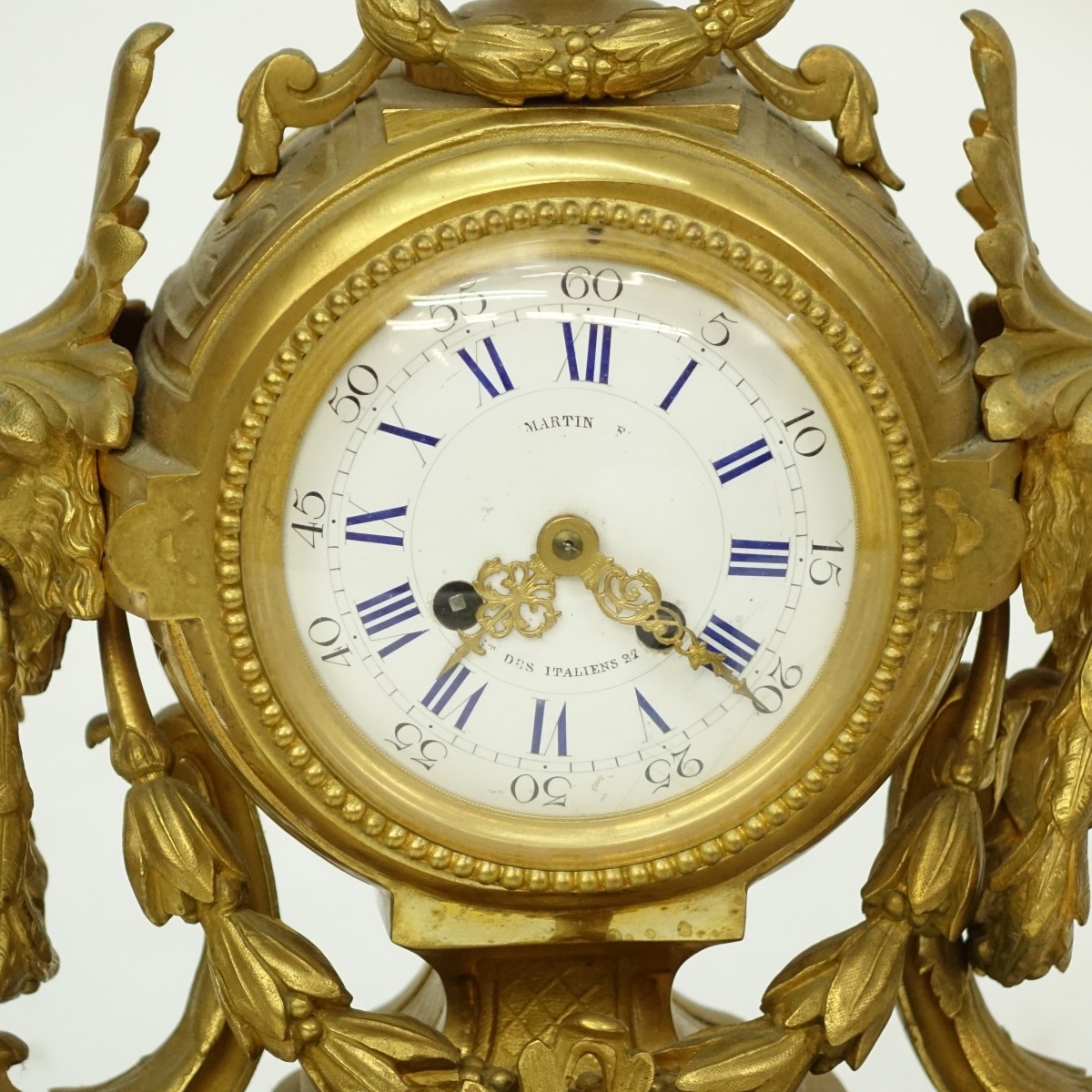 19C French Louis XVI Style Gilt Bronze Clock
