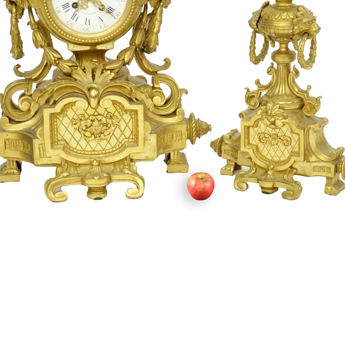 19C French Louis XVI Style Gilt Bronze Clock