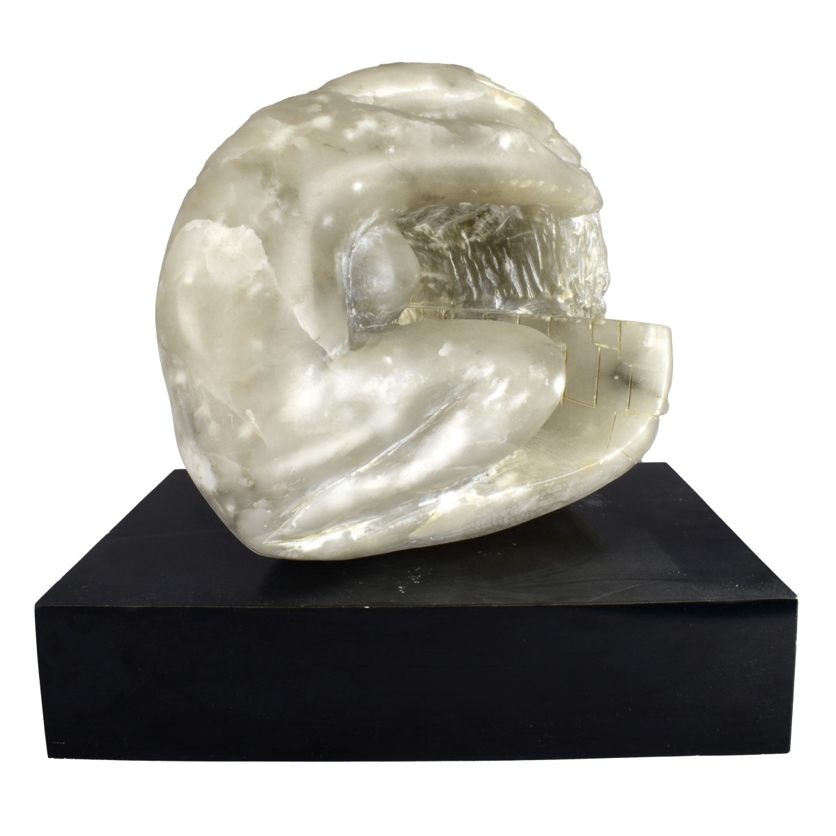 Mid Century Carved Marble Kneeling Nude