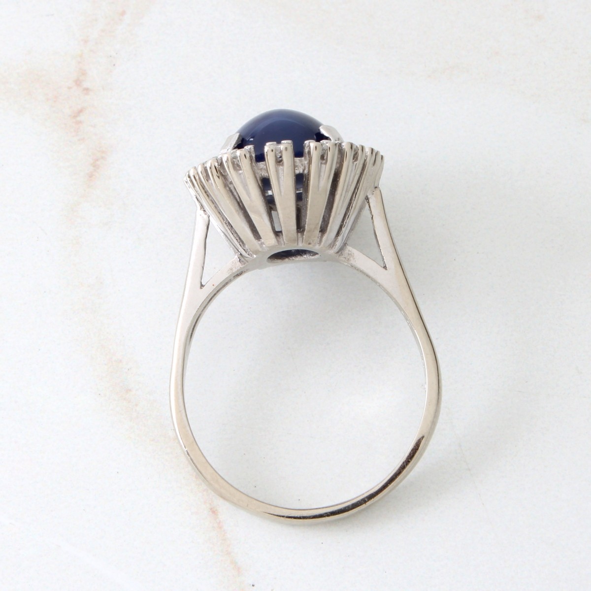 Sapphire, Diamond and 14K Ring