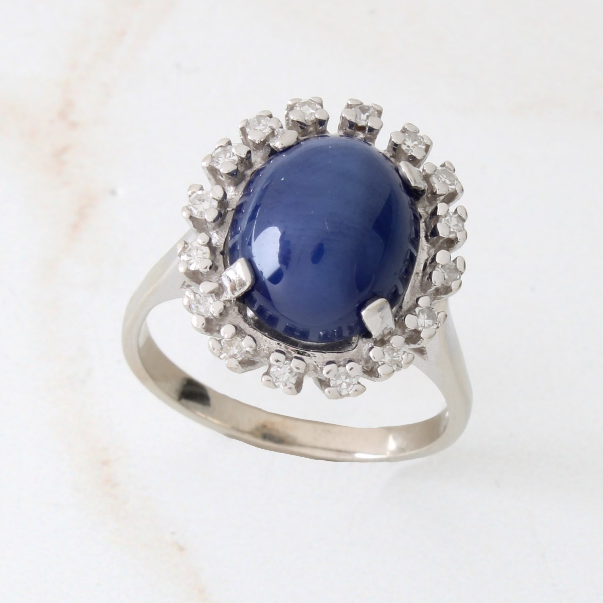 Sapphire, Diamond and 14K Ring
