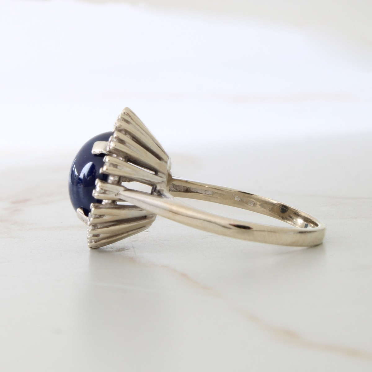 Sapphire, Diamond and 14K Ring