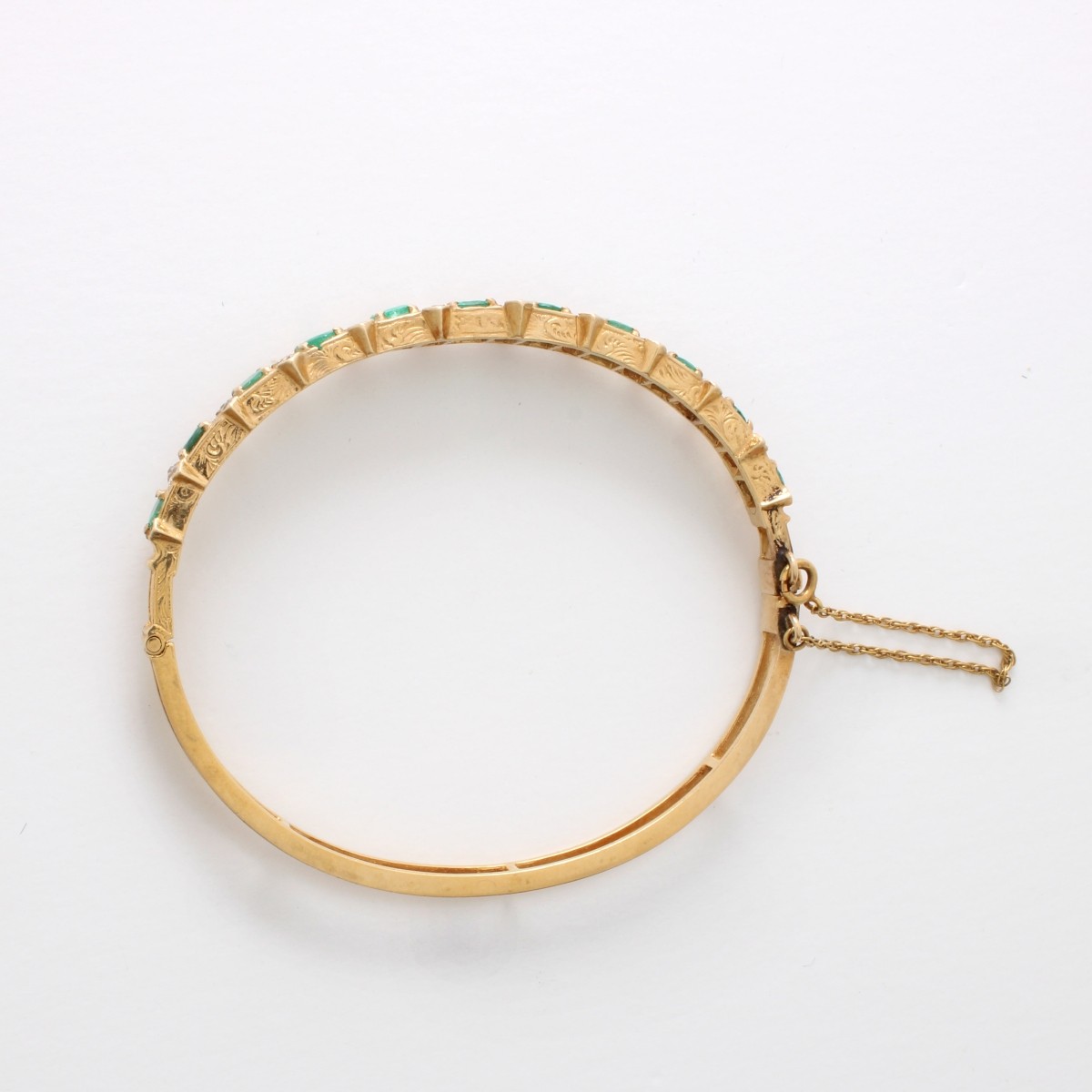 Emerald, Diamond and 14K Bracelet