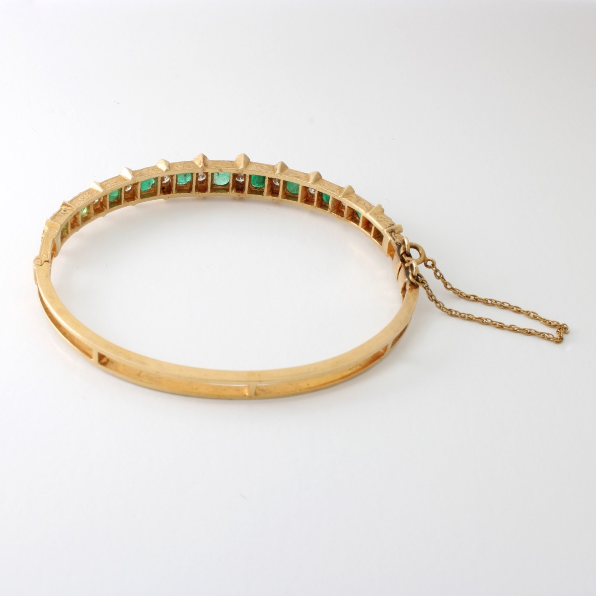 Emerald, Diamond and 14K Bracelet