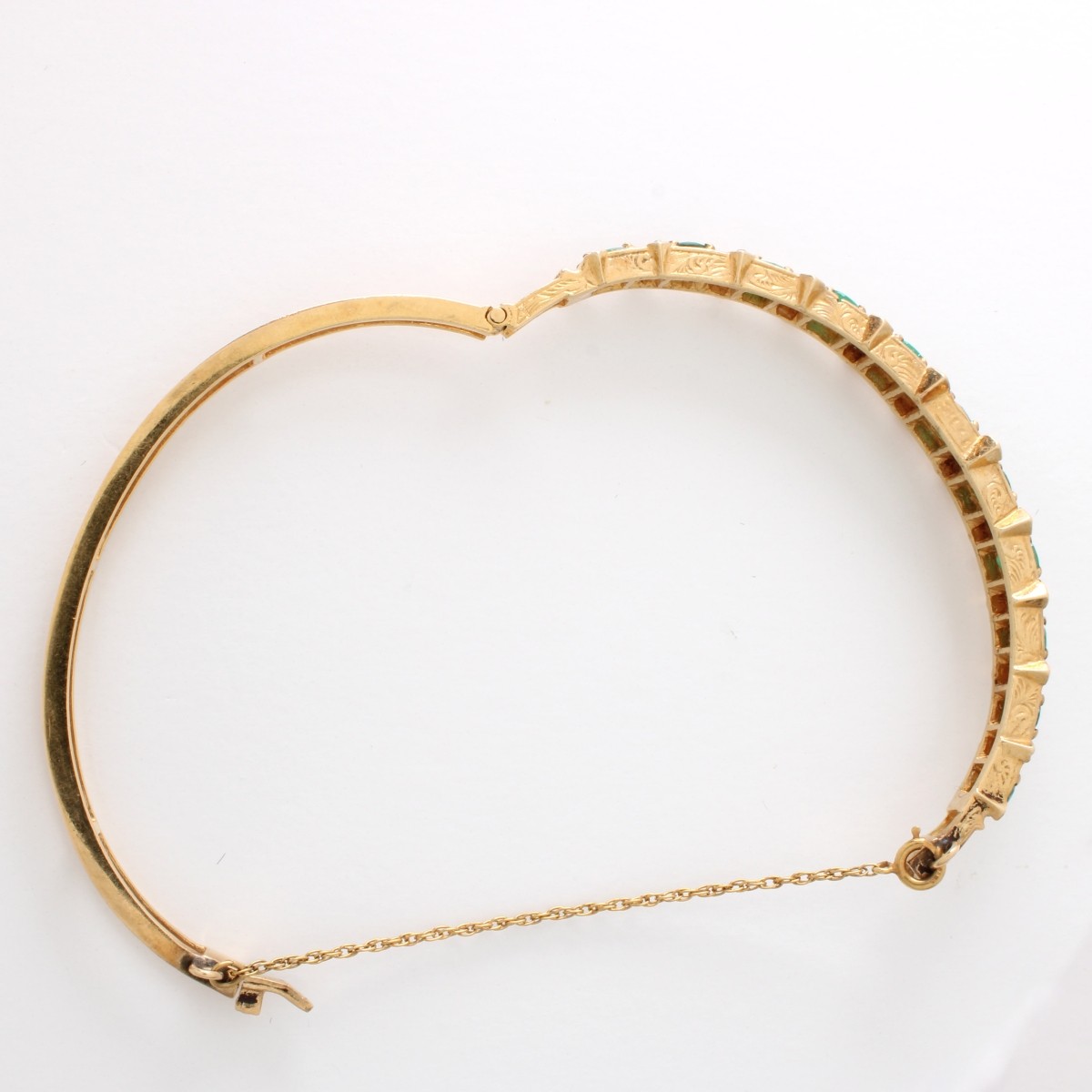 Emerald, Diamond and 14K Bracelet