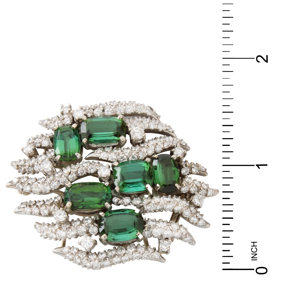 Diamond, Tourmaline and 14K Brooch