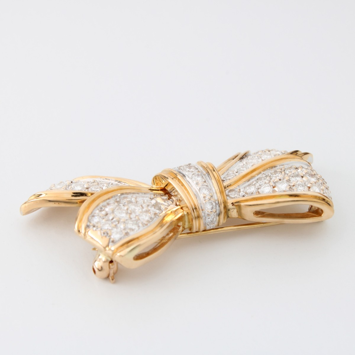 Diamond and 18K Bow Brooch