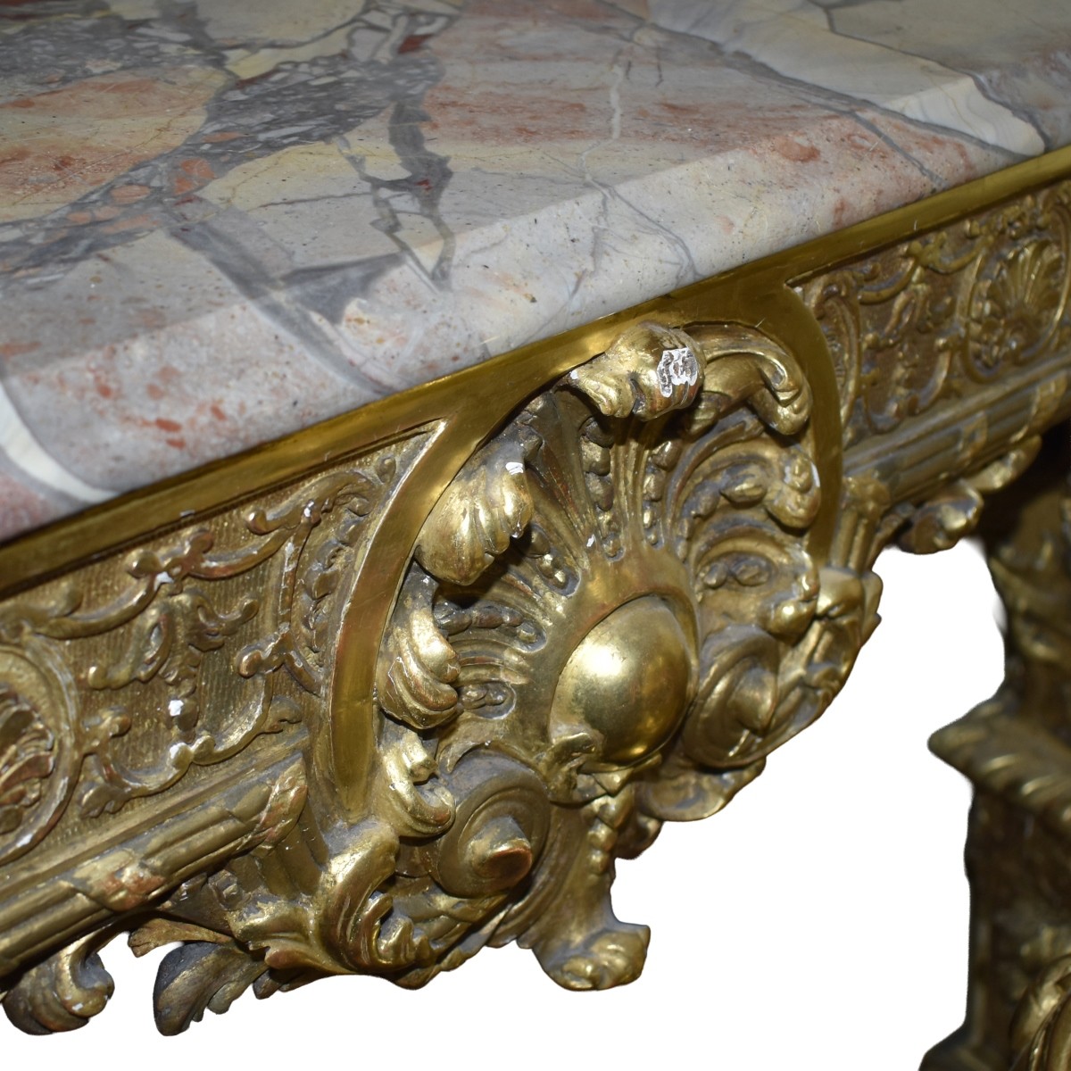 Antique Gilt Wood and Marble Table