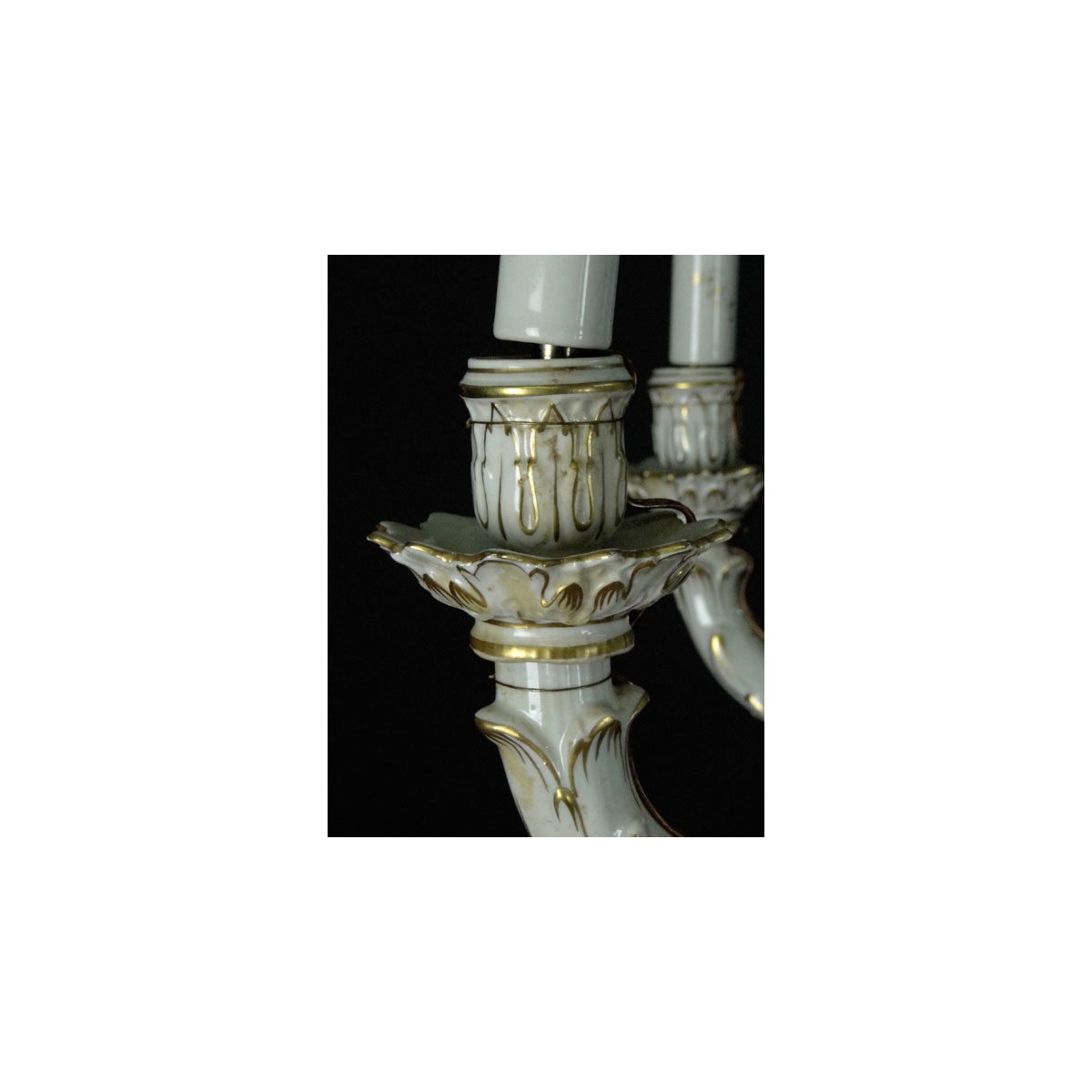 20C Gilt Porcelain Six Light Chandelier