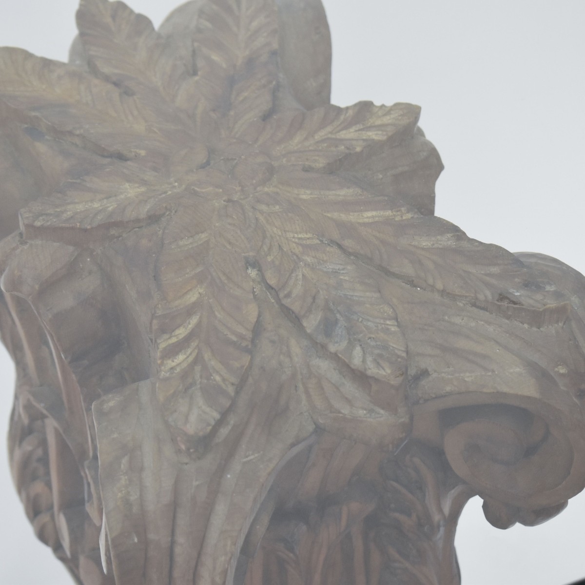 Vintage Carved Wood and Glass Console Table