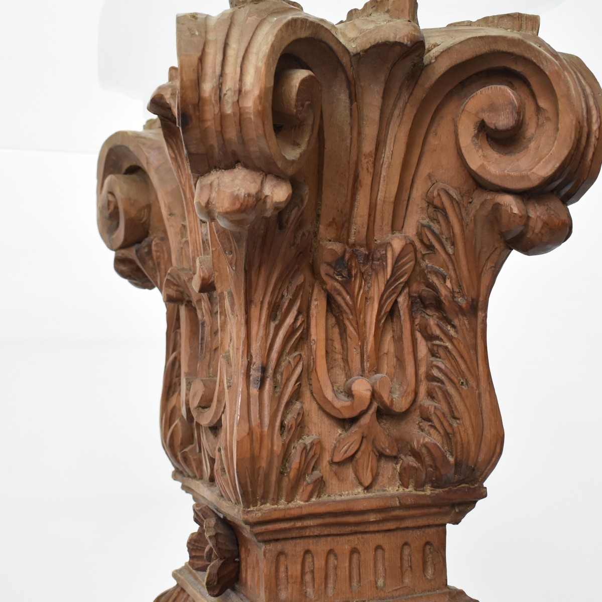 Vintage Carved Wood and Glass Console Table