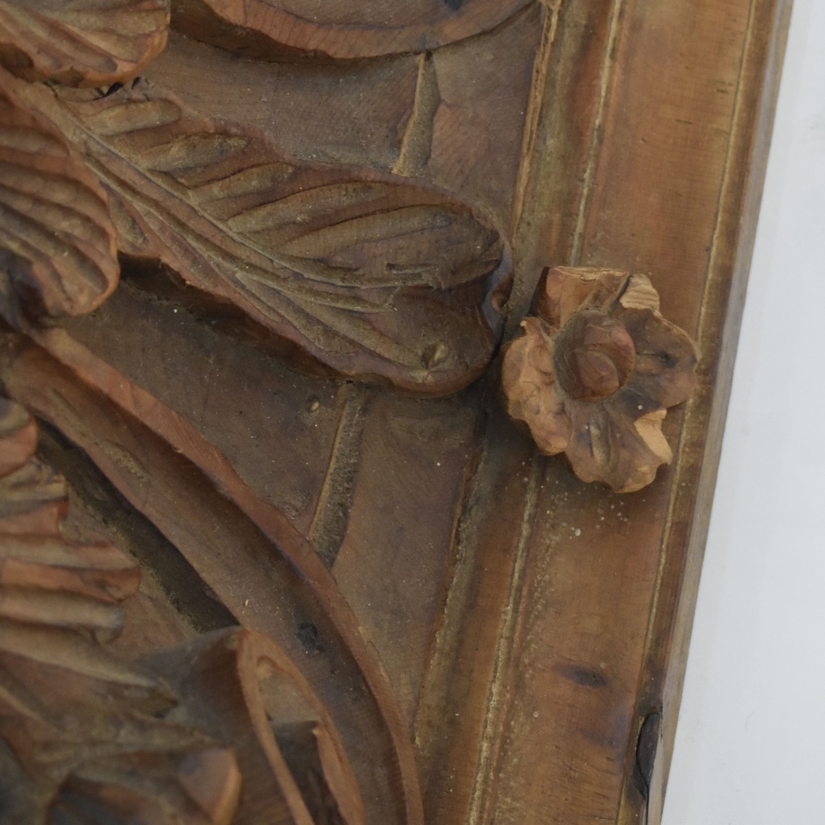 Vintage Carved Wood and Glass Console Table