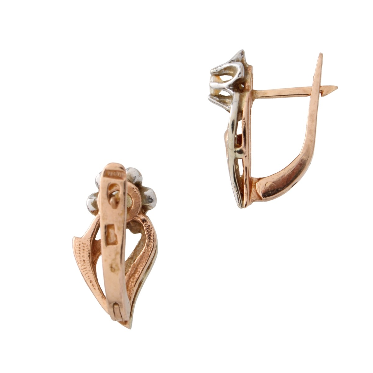 Russian Diamond and 14K Earrings