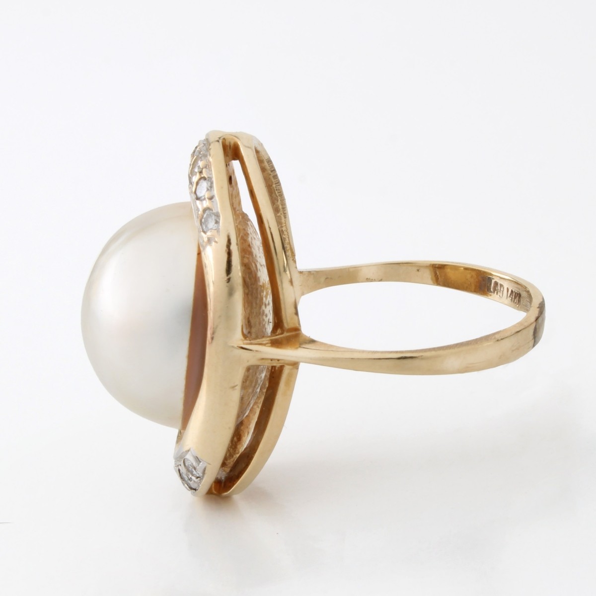 Pearl, Diamond and 14K Ring