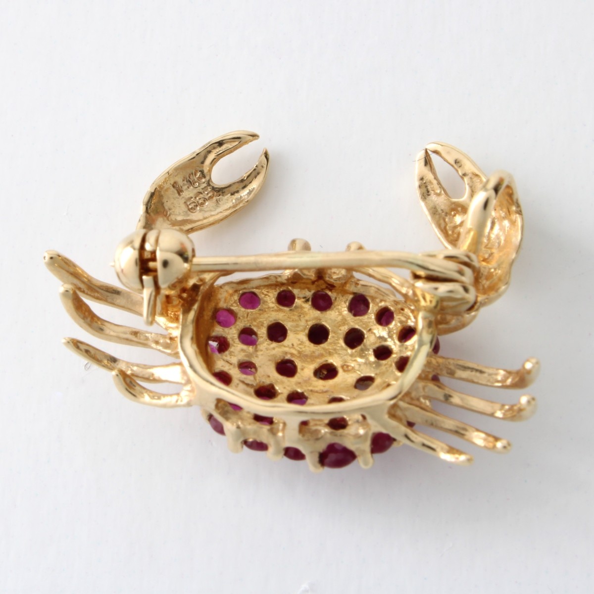 Ruby and 14K Crab Pin