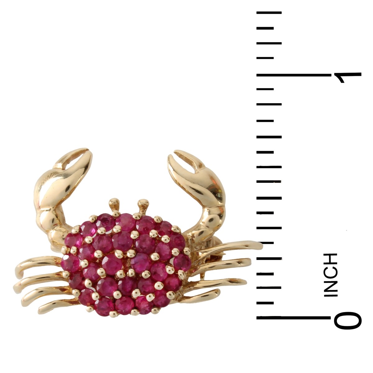 Ruby and 14K Crab Pin