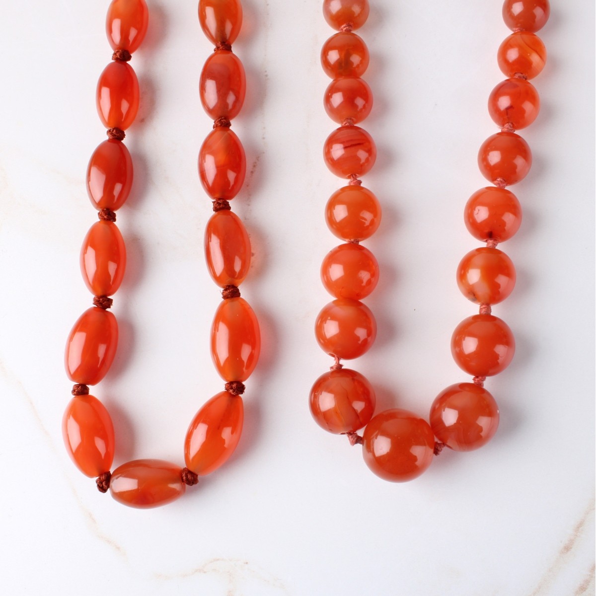 Chinese Carnelian and Silver Necklaces