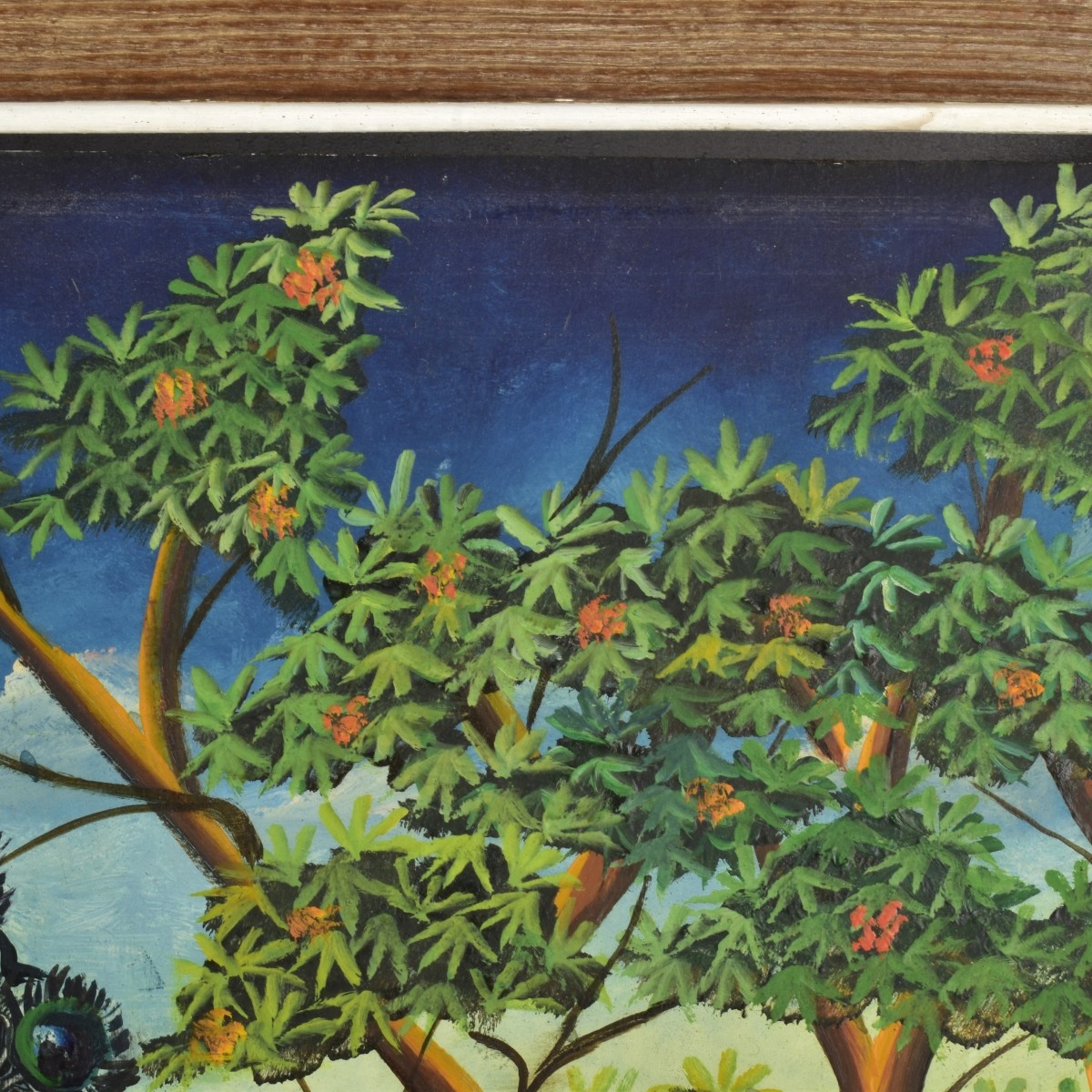 G. Abalard Oil on Panel "Peacocks"