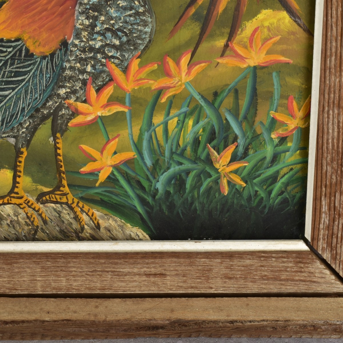 G. Abalard Oil on Panel "Peacocks"