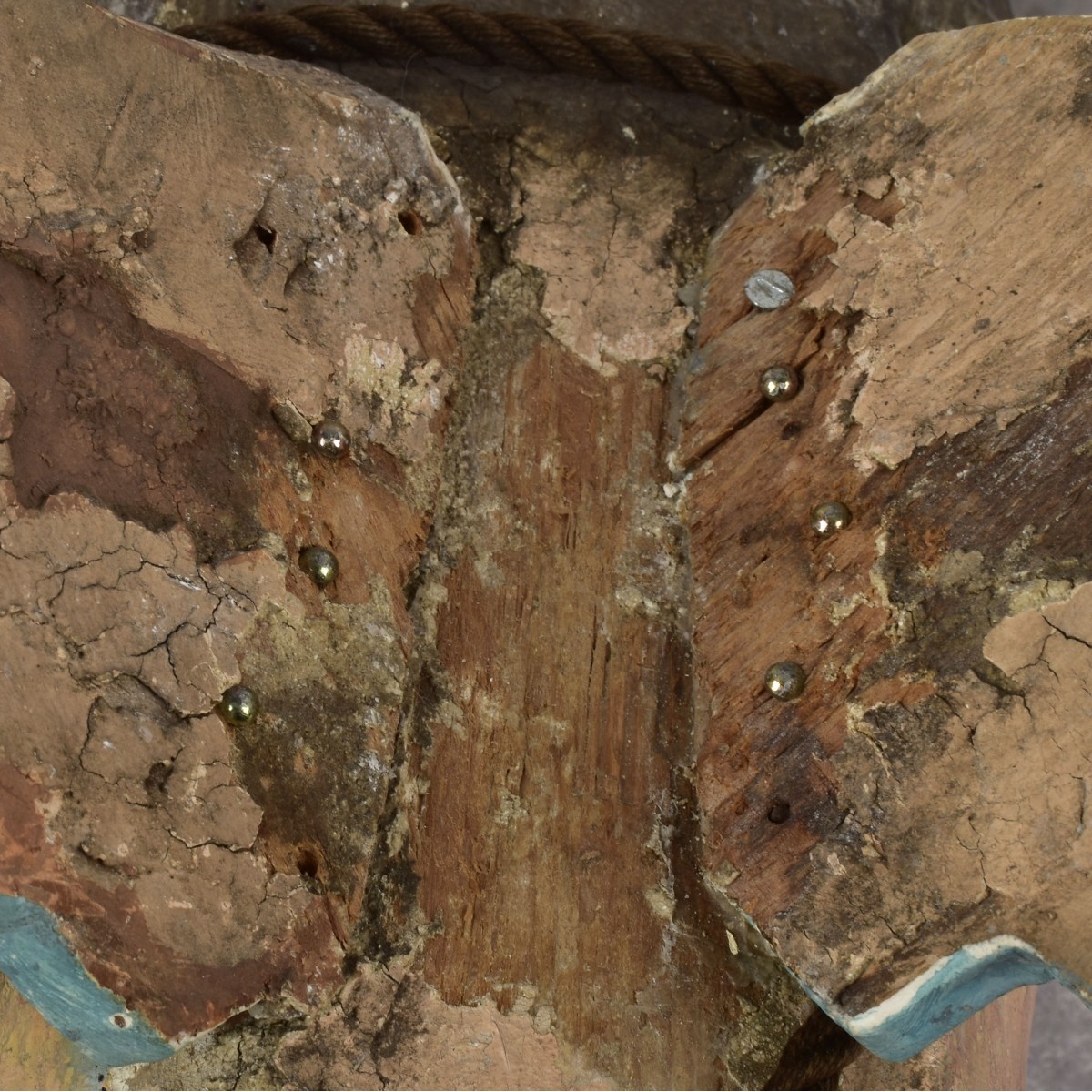 19th/20th C Carved and Painted Wood Cherub