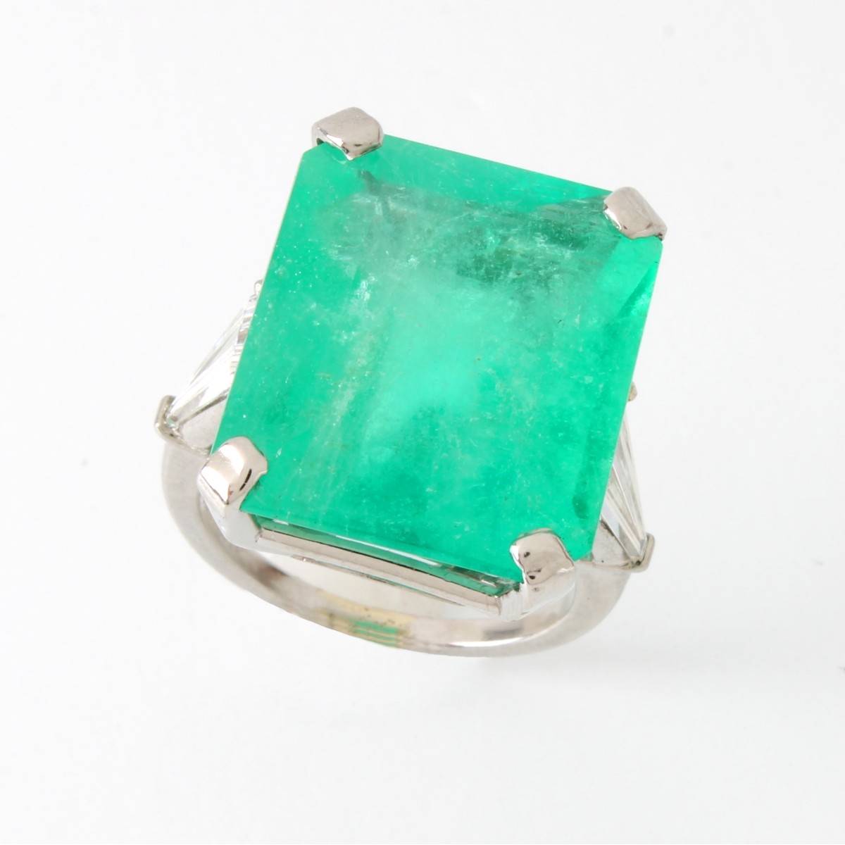 GIA Emerald, Diamond and Platinum Ring