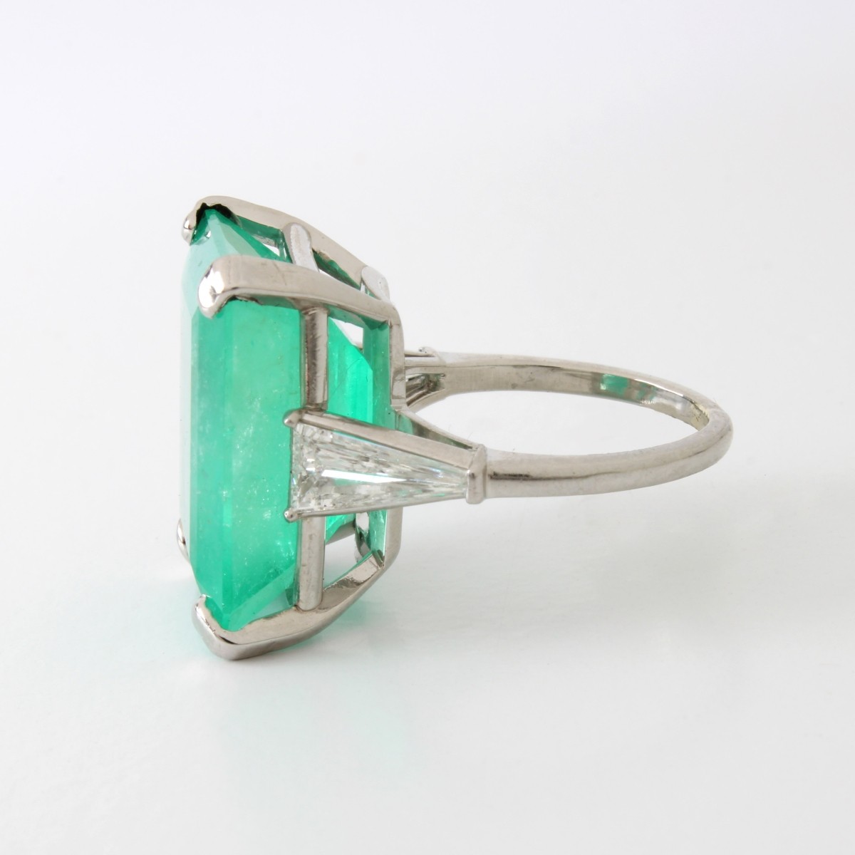 GIA Emerald, Diamond and Platinum Ring