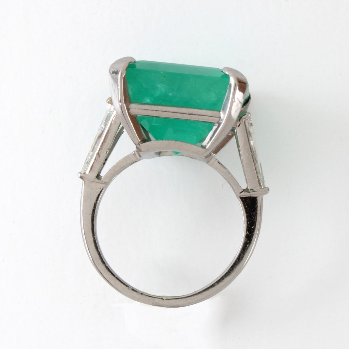 GIA Emerald, Diamond and Platinum Ring