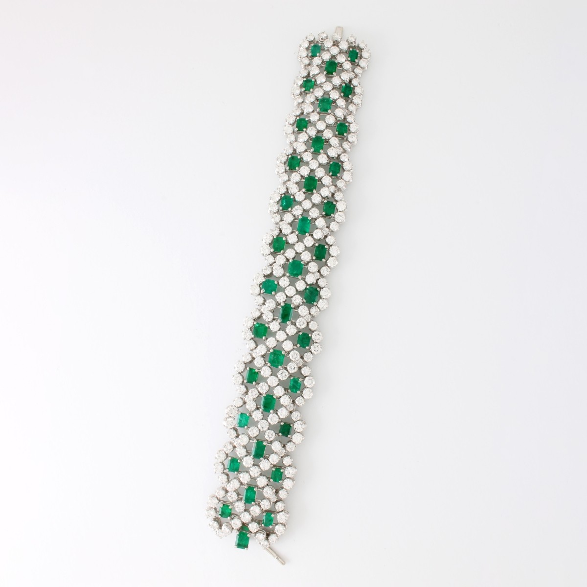 Emerald, Diamond and Platinum Bracelet